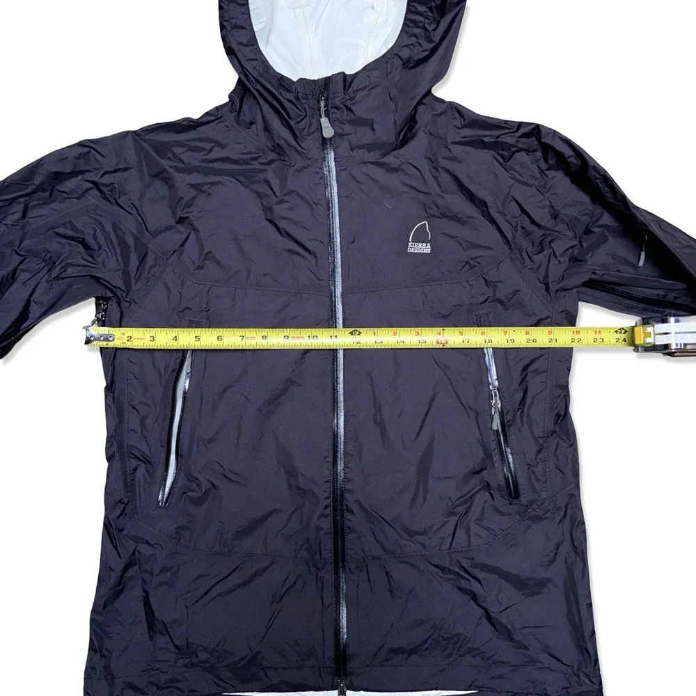 Sierra Designs Hooded Rain Jacket Black Waterproof Full Zip Packable Mens Medium